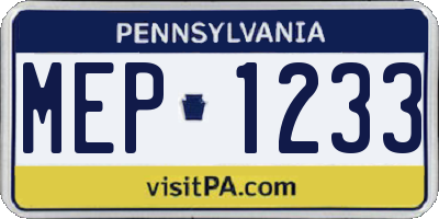 PA license plate MEP1233