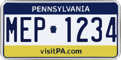 PA license plate MEP1234