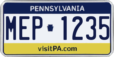 PA license plate MEP1235