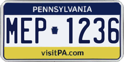 PA license plate MEP1236