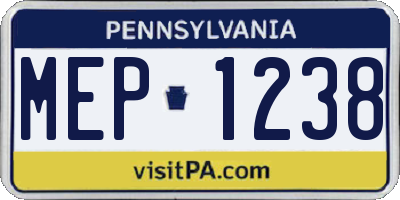 PA license plate MEP1238