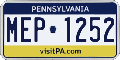 PA license plate MEP1252