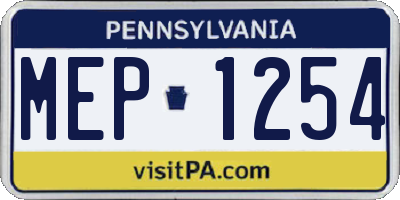 PA license plate MEP1254
