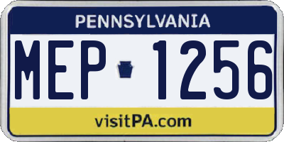 PA license plate MEP1256