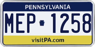 PA license plate MEP1258