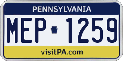 PA license plate MEP1259
