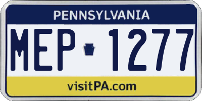PA license plate MEP1277