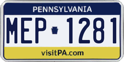 PA license plate MEP1281