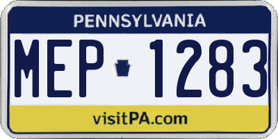 PA license plate MEP1283
