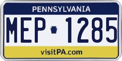 PA license plate MEP1285