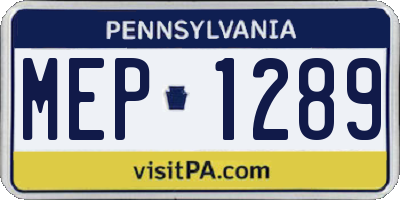 PA license plate MEP1289
