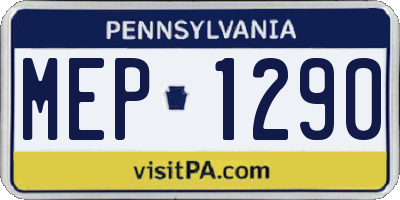 PA license plate MEP1290