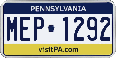 PA license plate MEP1292