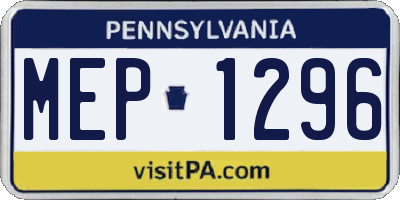 PA license plate MEP1296
