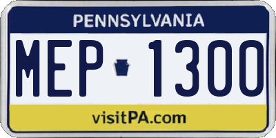 PA license plate MEP1300