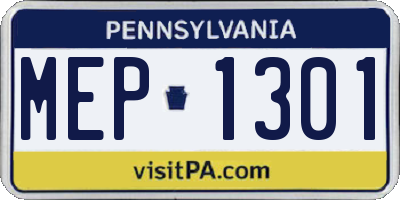 PA license plate MEP1301