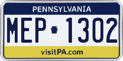 PA license plate MEP1302