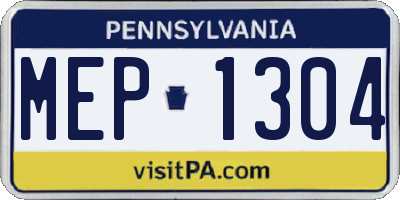 PA license plate MEP1304