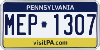 PA license plate MEP1307