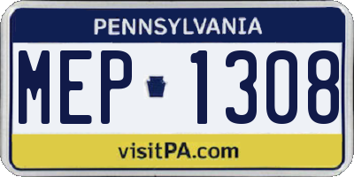 PA license plate MEP1308