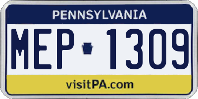 PA license plate MEP1309