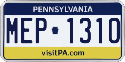 PA license plate MEP1310