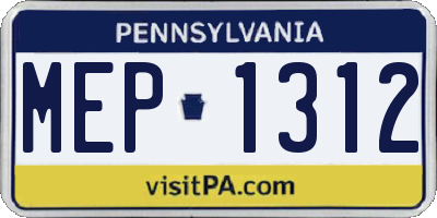 PA license plate MEP1312