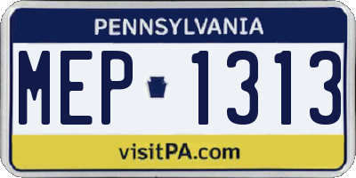 PA license plate MEP1313