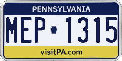 PA license plate MEP1315