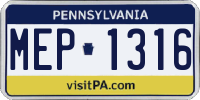 PA license plate MEP1316