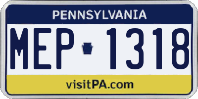 PA license plate MEP1318