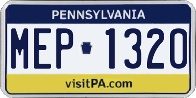 PA license plate MEP1320