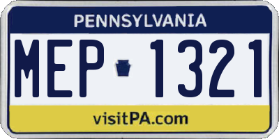 PA license plate MEP1321