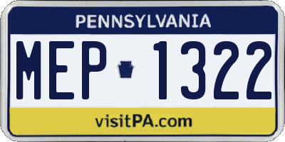PA license plate MEP1322