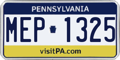 PA license plate MEP1325