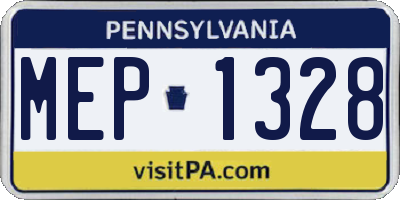 PA license plate MEP1328