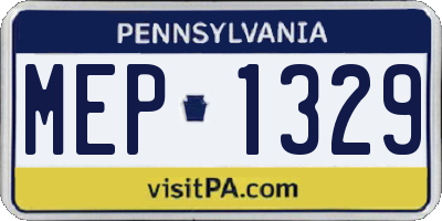 PA license plate MEP1329