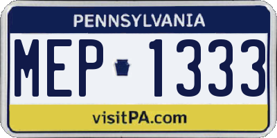 PA license plate MEP1333