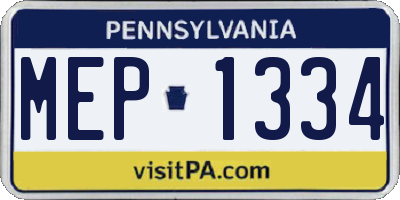 PA license plate MEP1334