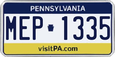 PA license plate MEP1335