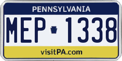 PA license plate MEP1338