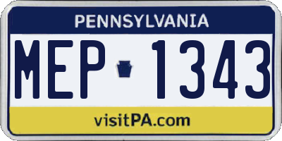 PA license plate MEP1343
