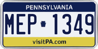 PA license plate MEP1349