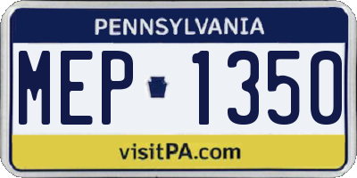 PA license plate MEP1350