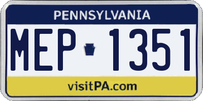 PA license plate MEP1351