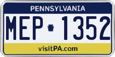 PA license plate MEP1352