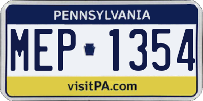 PA license plate MEP1354