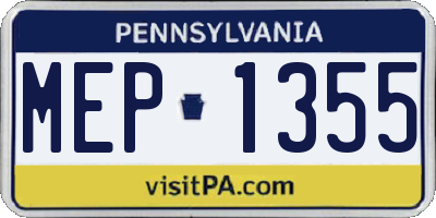 PA license plate MEP1355