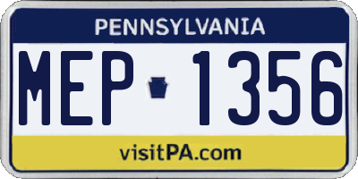 PA license plate MEP1356