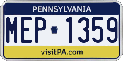 PA license plate MEP1359